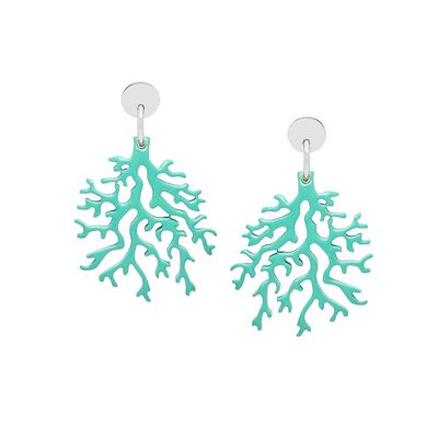 Boucle d'oreille en forme de corail aigue-marine - Argent