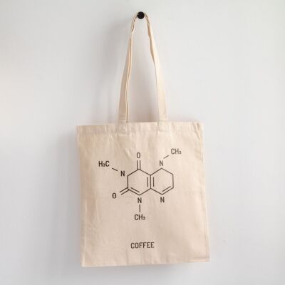 Einkaufstasche mit chemischer Struktur des Kaffees