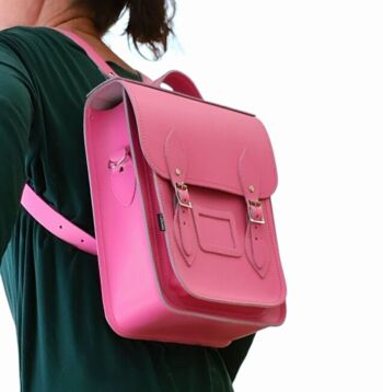 Sac à dos de ville en cuir fait main - Hot Fuchsia 5