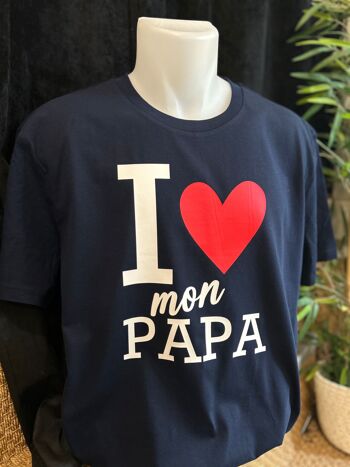 T-shirt marine I love mon papa - Collection fête des pères