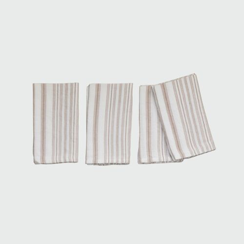 Stripe Napkins in Nougat, Set of 4