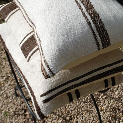 Vintage Throw Pillow with Brown Stripes