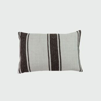 Vintage Throw Pillow with Brown Stripes 1