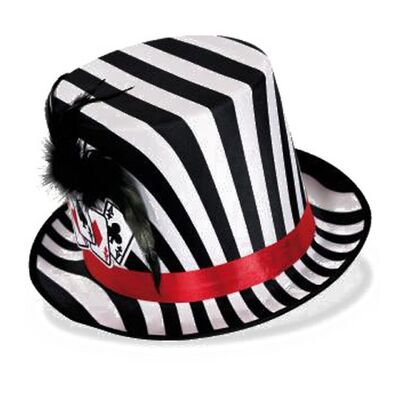 Adult Pierrot Hat Striped Black & White Fancy Dress