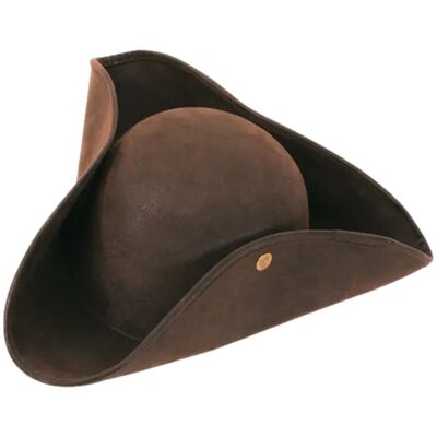 Disfraz de sombrero tricornio pirata marrón para adulto