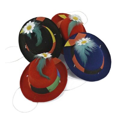 Disfraz de mini sombrero de flores y plumas