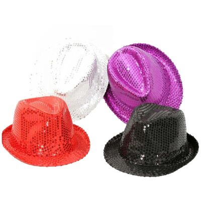 Disfraz de sombrero de lentejuelas de colores para adulto