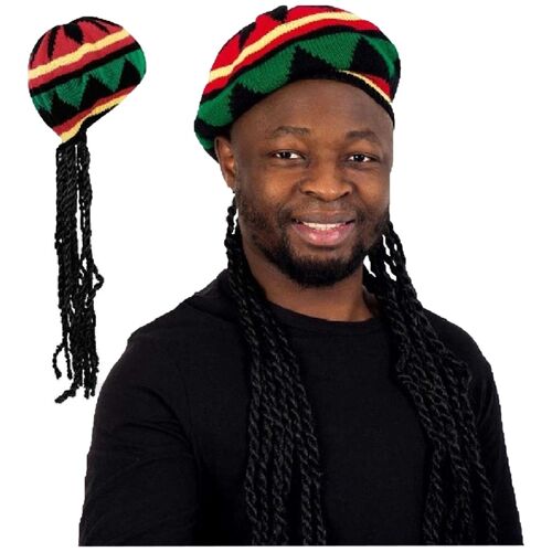 Bonnet + Nattes Rasta-Man Adulte Déguisement