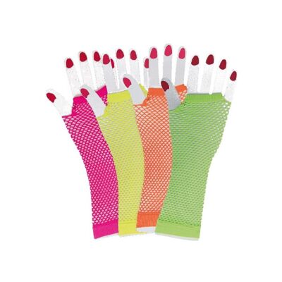 Neon Mesh Gloves Costume