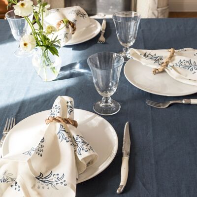 Solid Hand Dyed Tablecloth in Blue