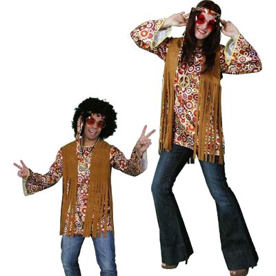 Giacca per costume hippie per adulti + fascia per capelli taglia M