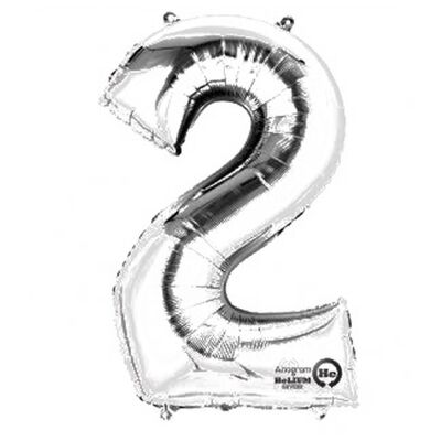 Folienballon Zahl „2“ Silber