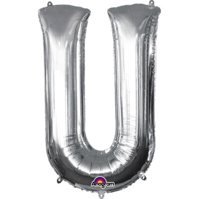 Aluminiumfolienballon Mini-Buchstabe „U“ Silber A05