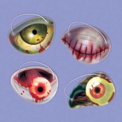 12 Papier-Zombie-Augenklappen 6,5 x 4,5 cm
