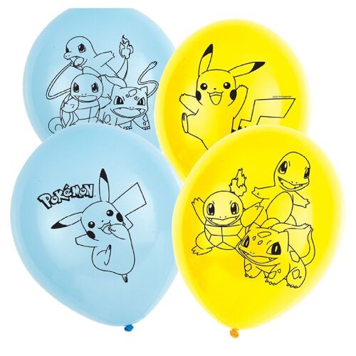 6 Ballons Latex Pokémon 28Cm