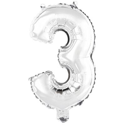 Folienballon Mini Zahl 3 Silber N16