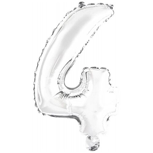 Ballon Aluminium Mini Chiffre 4 Argent N16