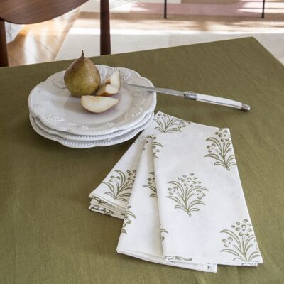 Solid Hand Dyed Tablecloth in Olive