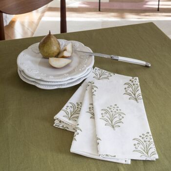 Solid Hand Dyed Tablecloth in Olive 1