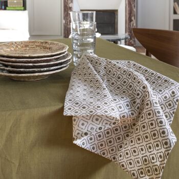 Solid Hand Dyed Tablecloth in Olive 4