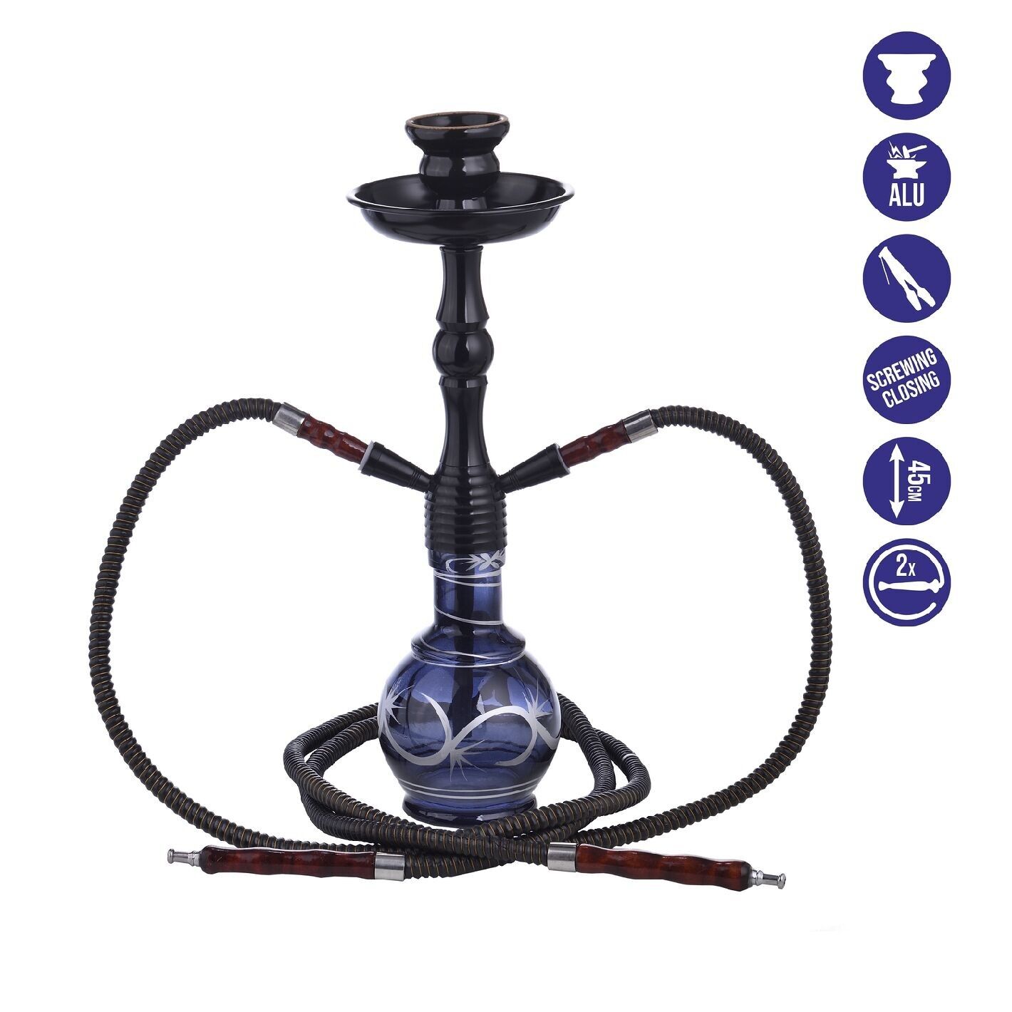 Double Black Shisha 45Cm