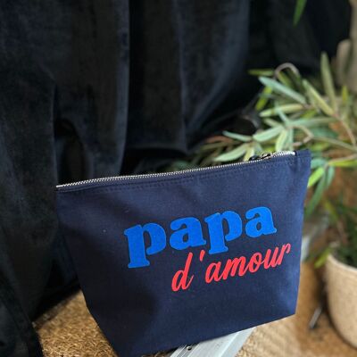 Marineblauer Kulturbeutel „Papa d'amour“ – Vatertagskollektion