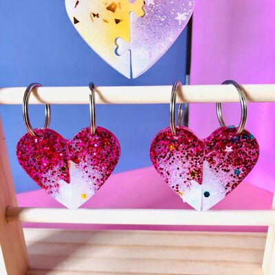 Heart key ring to share, for girlfriend, mom, lover gift