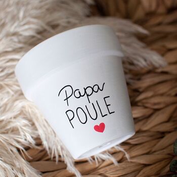 Cache pot / pot en terre cuite : Papa Poule