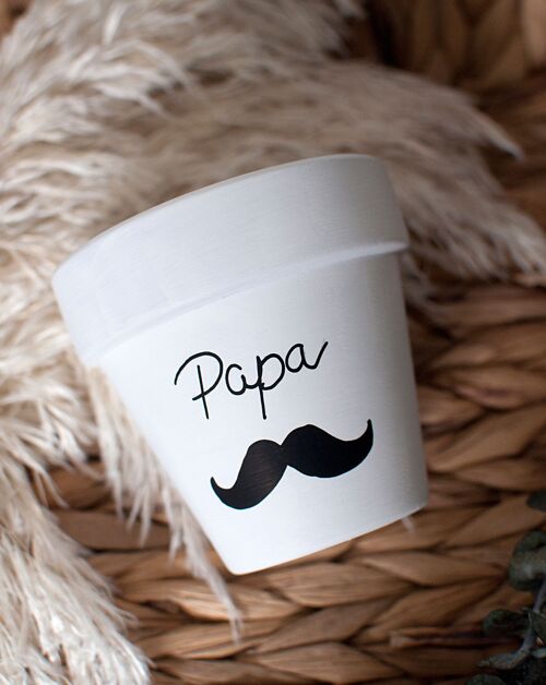 Cache pot / Pot en terre cuite : Papa (Moustache)