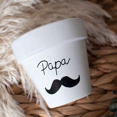Cache pot / Terracotta pot: Papa (Moustache)