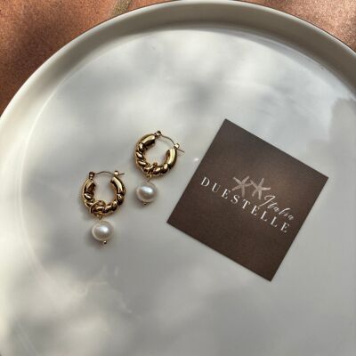 AUREATE PEARL TWIST HOOPS