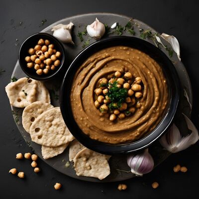 Organic black garlic hummus