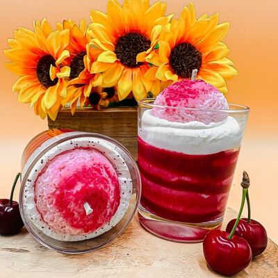 Gourmet cherry ice cream candle