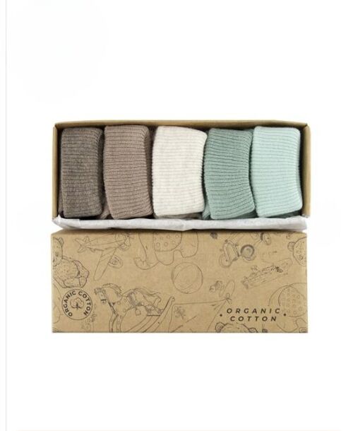 A Pack of Five Unisex Organic Cotton Socks in Natural Tones