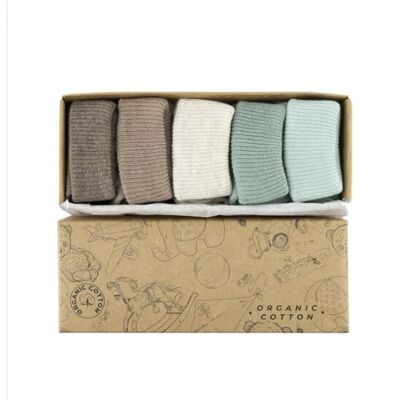 Pack de cinco calcetines unisex de algodón orgánico en tonos naturales