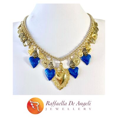Sacred Heart Blue Necklace