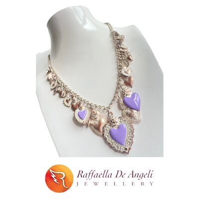 Purple Sacred Heart necklace