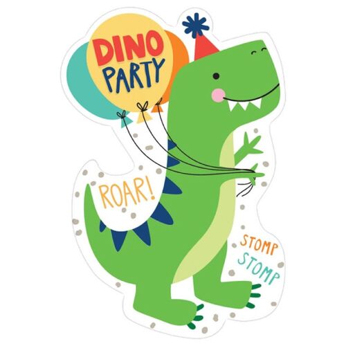 8 Invitations & Enveloppes Dino Anniversaire