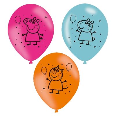 6 Peppa Pig Latex Balloons 23cm