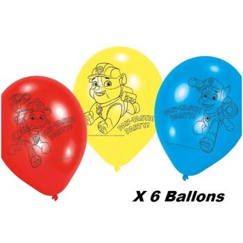 6 Ballons En Latex Pat'Patrouille