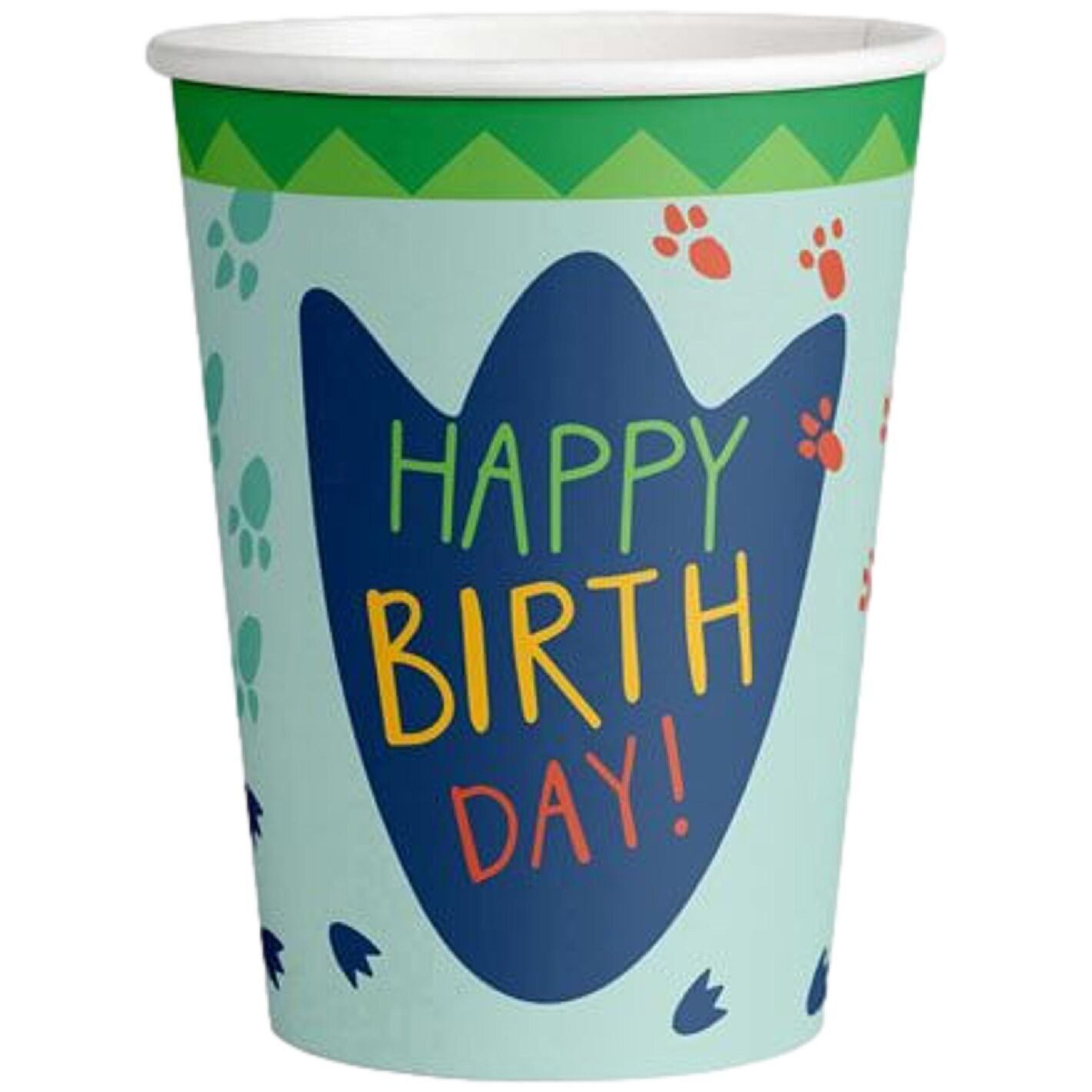 8 Dino Birthday Paper Cups 250 Ml