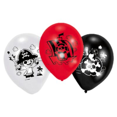 6 Piraten-Latex-Geburtstagsballons 22.8cm