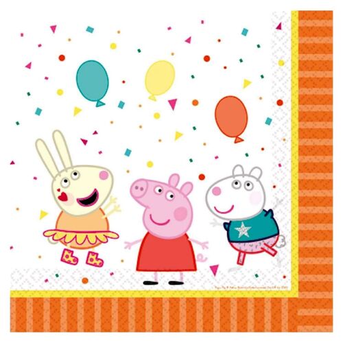 16 Serviettes De Table Peppa Pig Anniversaire 33 x 33 Cm