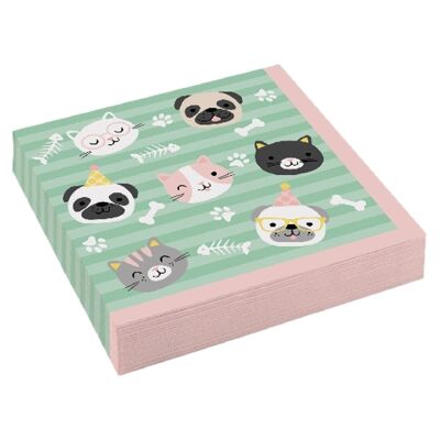 20 Hello Pets Birthday Napkins 33 x 33 Cm