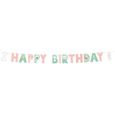 Banner de feliz cumpleaños de papel Hello Pets