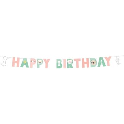 Striscione di buon compleanno in carta Hello Pets
