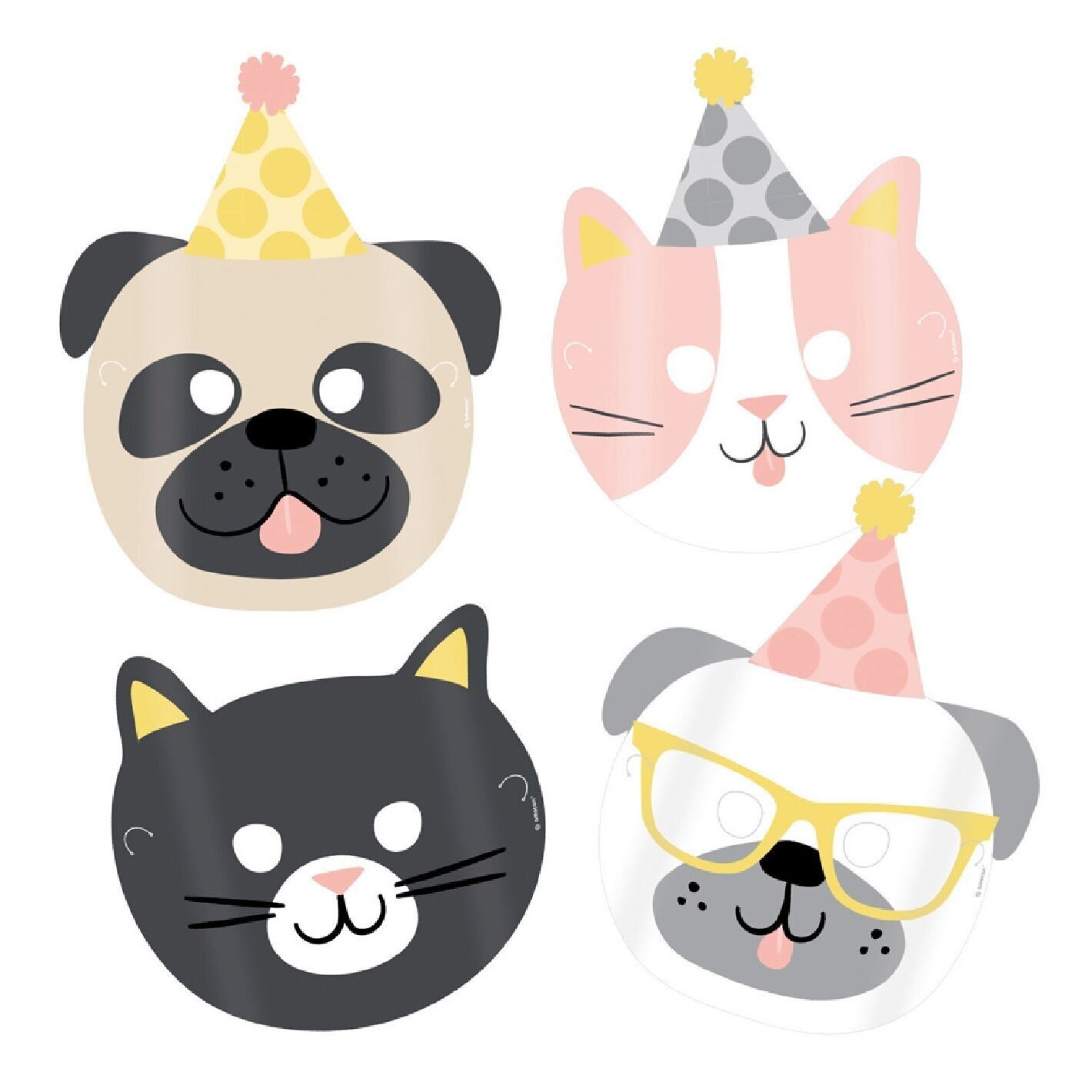 8 Hello Pets Paper Masks 16.7x23.2cm