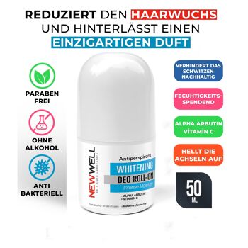 DEO Anti-transpirant Roll-On, 50 ml, sans alcool avec Alpha Arbutine et Vitamine C 2