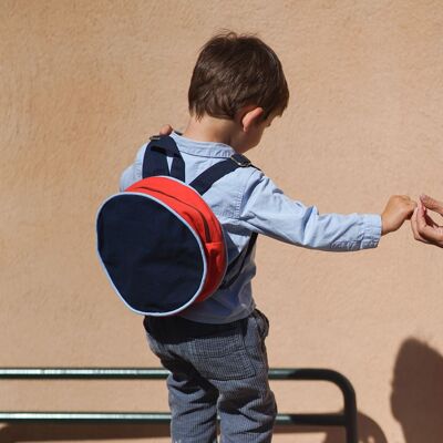 RUNDER RUCKSACK FÜR KINDER IN ROT / MARINEBLAU