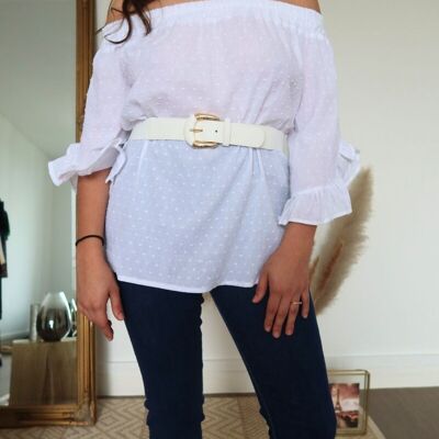 WHITE ruffled tunic